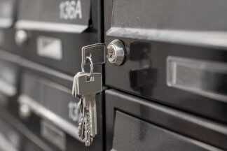 mailboxes in an apartment building