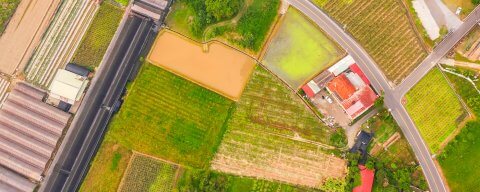 Prodej pozemku – letecký pohled na parcely